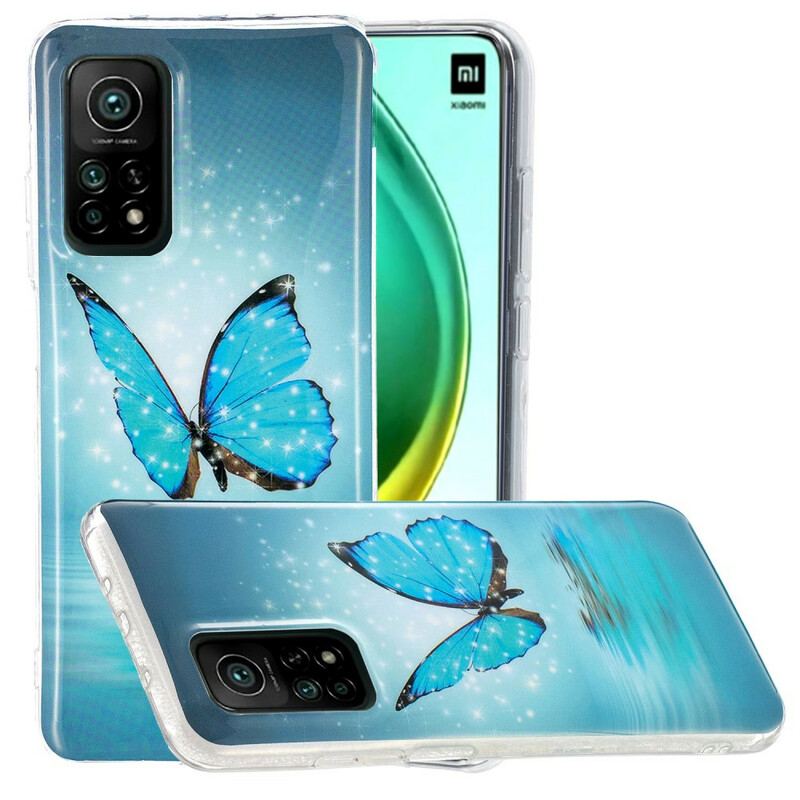 Coque Xiaomi Mi 10T / 10T Pro Papillon Bleu Fluorescente