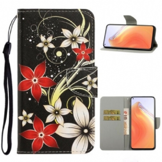 Housse Xiaomi Mi 10T / 10T Pro Fleurs Colorées à Lanière