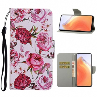 Housse Xiaomi Mi 10T / 10T Pro Fleurs Magistrales avec Lanière