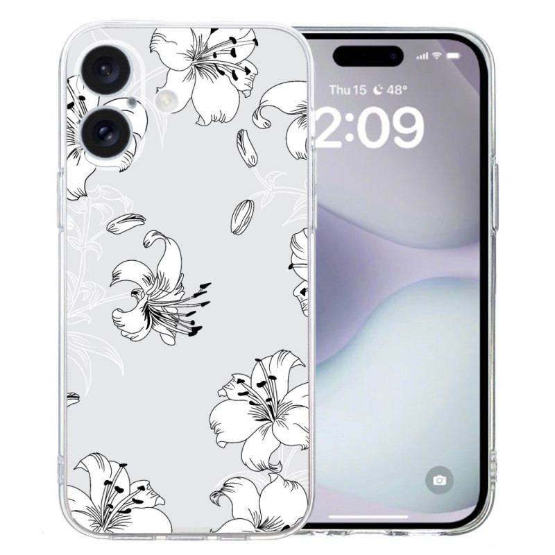 Coque iPhone 16 Plus Fleurs Blanches