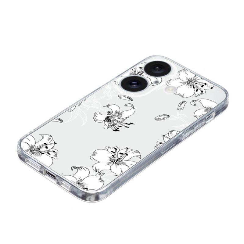 Coque iPhone 16 Plus Fleurs Blanches