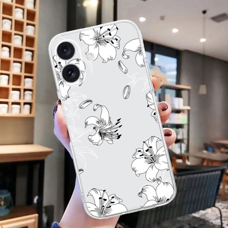 Coque iPhone 16 Plus Fleurs Blanches