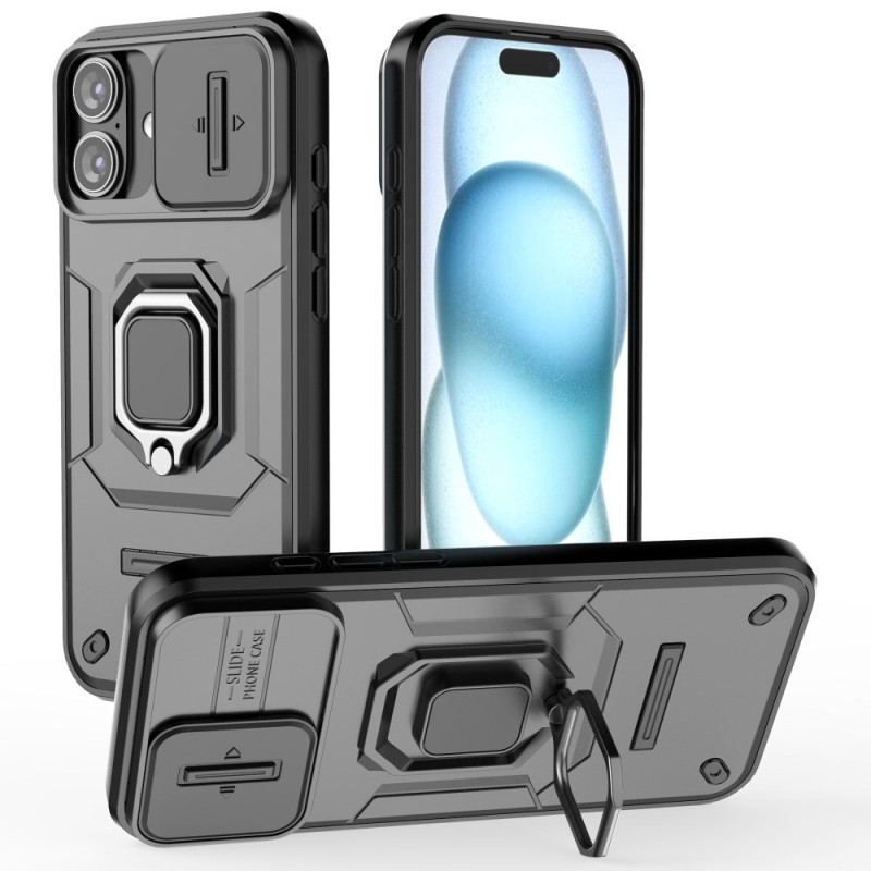 Coque iPhone 16 Plus Ring Résistante Protection Objectif Coulissante