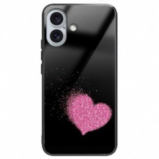 Coque iPhone 16 Plus Verre Trempé Coeur Rose