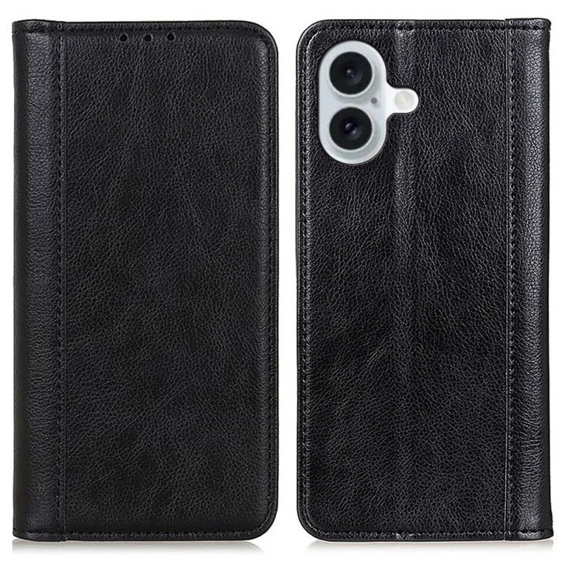 Flip Cover iPhone 16 Plus Cuir Fendu