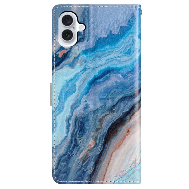 Housse iPhone 16 Plus Marbre Bleu à Lanière