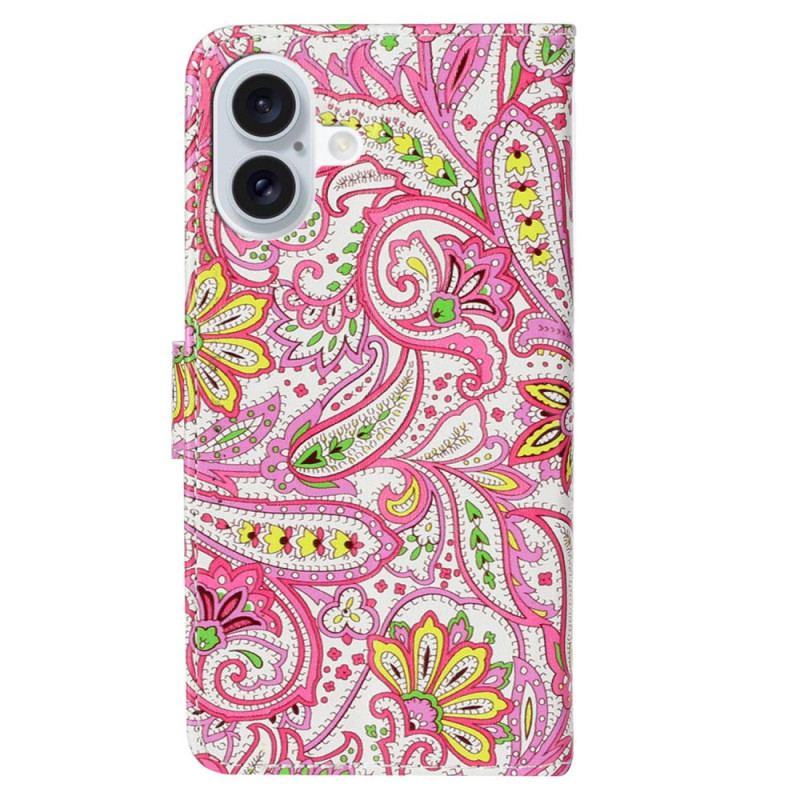 Housse iPhone 16 Plus Motif Floral à Lanière