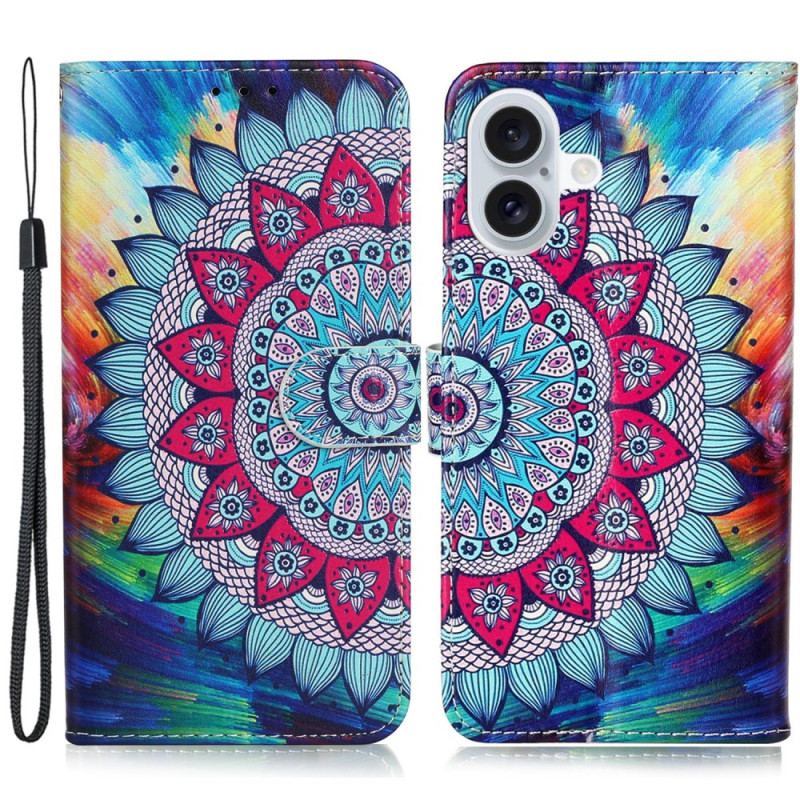 Housse iPhone 16 Plus Motif Mandala à Lanière