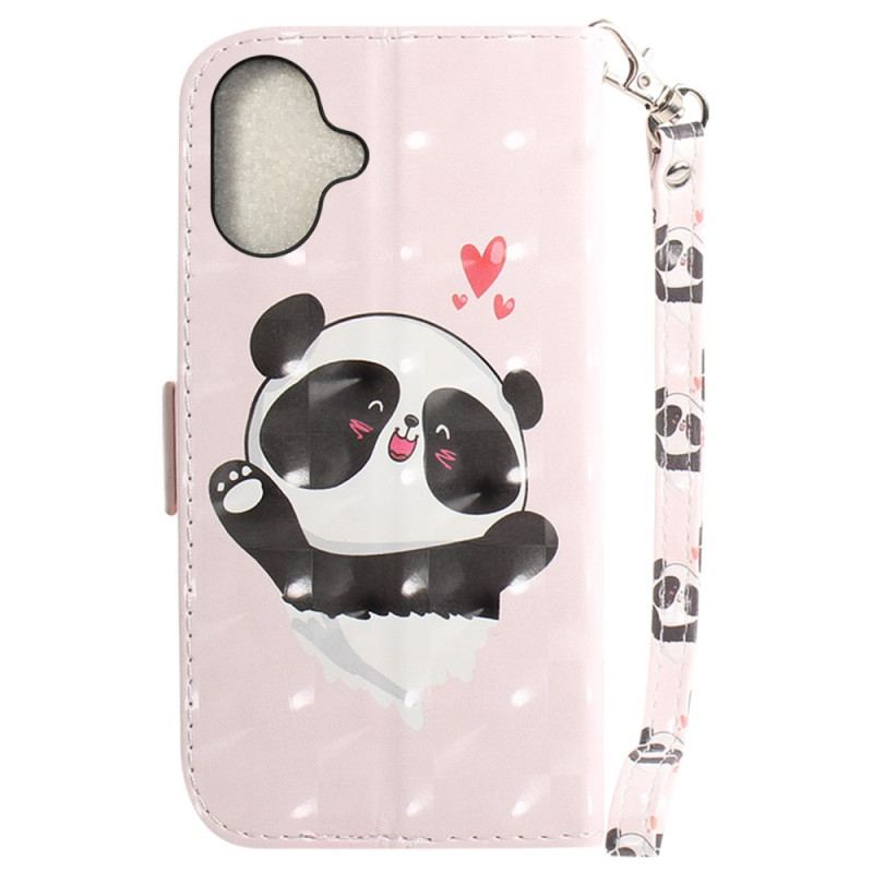 Housse iPhone 16 Plus Panda Love à Lanière