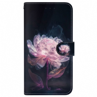 Housse iPhone 16 Plus Pivoine Pourpre à Lanière