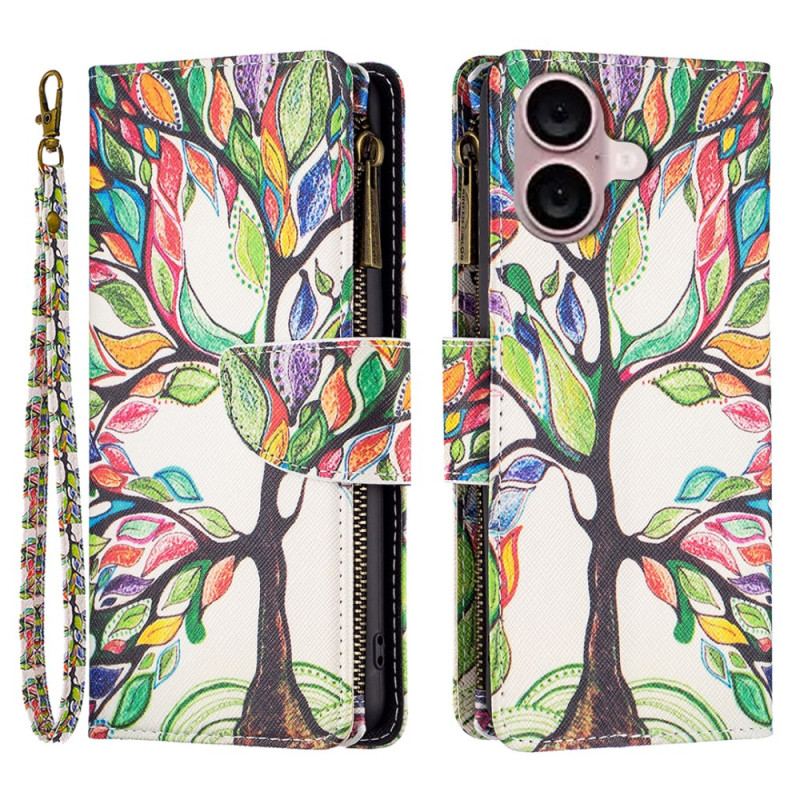 Housse iPhone 16 Plus Portefeuille Arbre de Vie