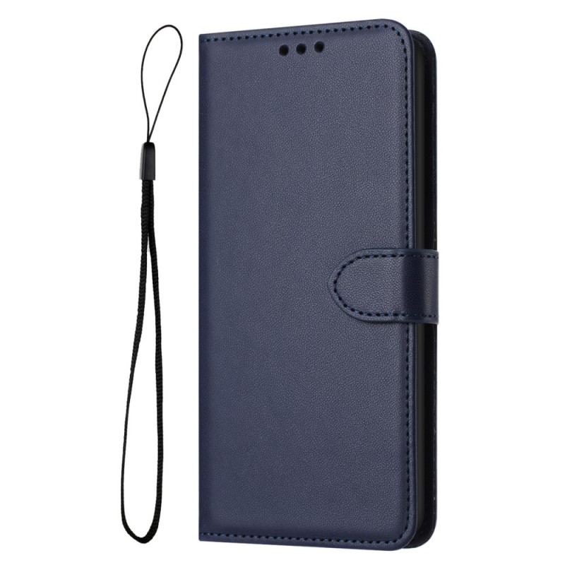 Housse iPhone 16 Plus Style Cuir Uni à Lanière