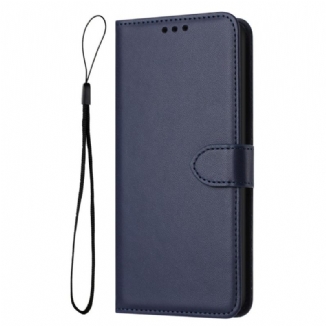 Housse iPhone 16 Plus Style Cuir Uni à Lanière