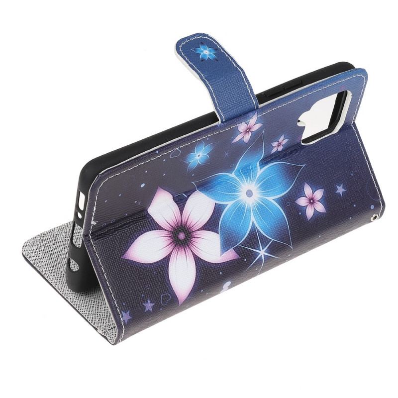 Housse Samsung Galaxy M32 Fleurs Lunaires à Lanière