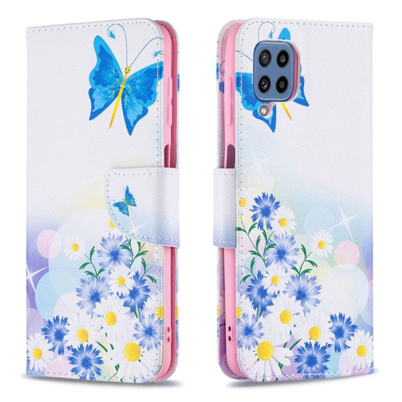 Housse Samsung Galaxy M32 Papillons et Fleurs Peints