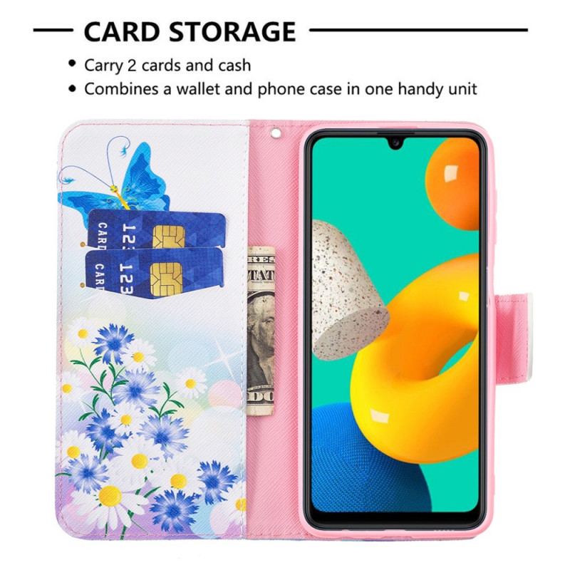 Housse Samsung Galaxy M32 Papillons et Fleurs Peints