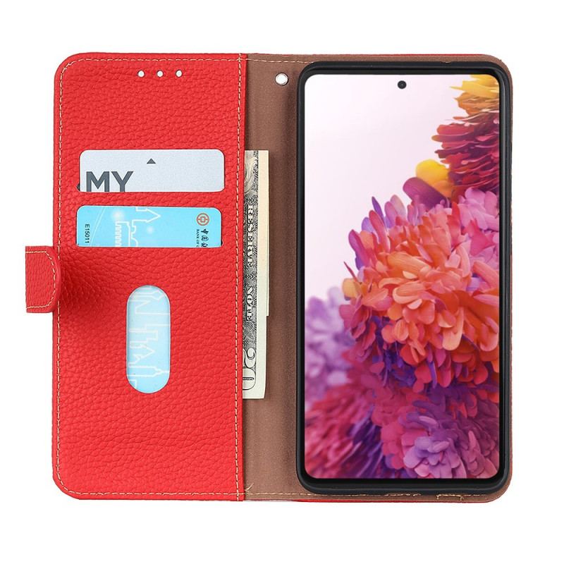 Housse Samsung Galaxy M32 Véritable Cuir Litchi KHAZNEH RFID