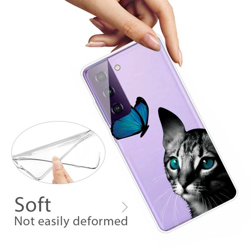 Coque Samsung Galaxy S21 Plus 5G Chat et Papillon