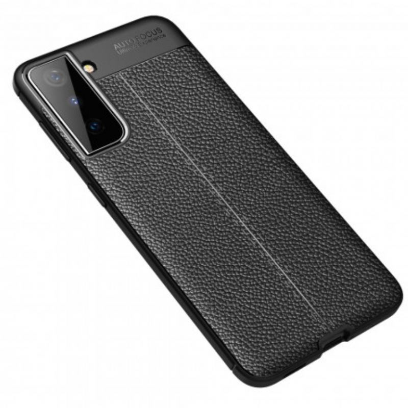 Coque Samsung Galaxy S21 Plus 5G Effet Cuir Litchi Double Line