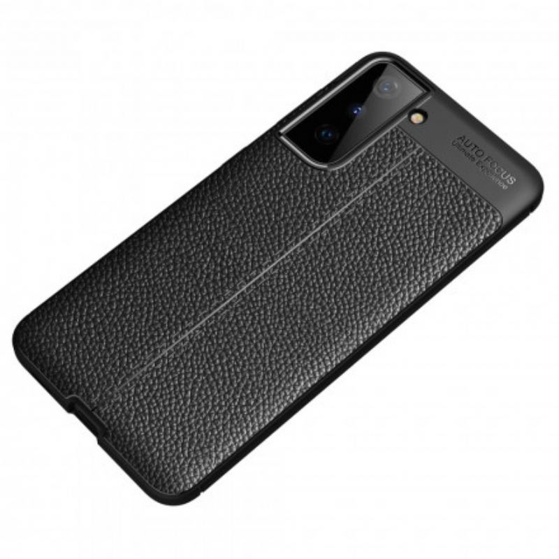 Coque Samsung Galaxy S21 Plus 5G Effet Cuir Litchi Double Line