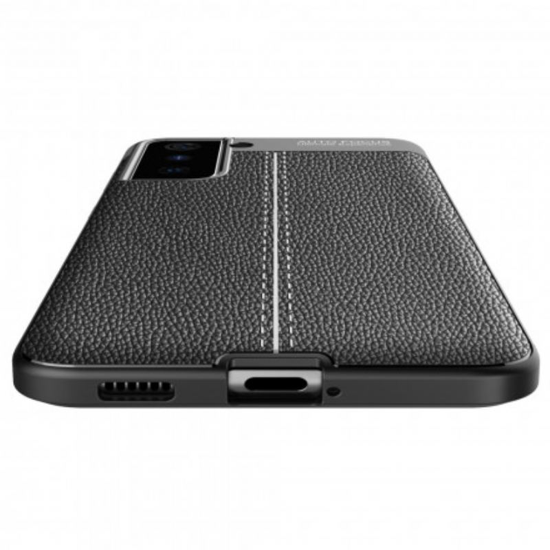 Coque Samsung Galaxy S21 Plus 5G Effet Cuir Litchi Double Line