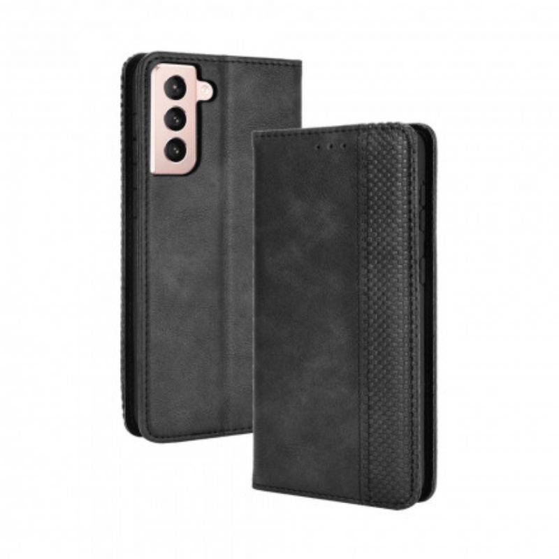 Flip Cover Samsung Galaxy S21 Plus 5G Effet Cuir Vintage Stylisé