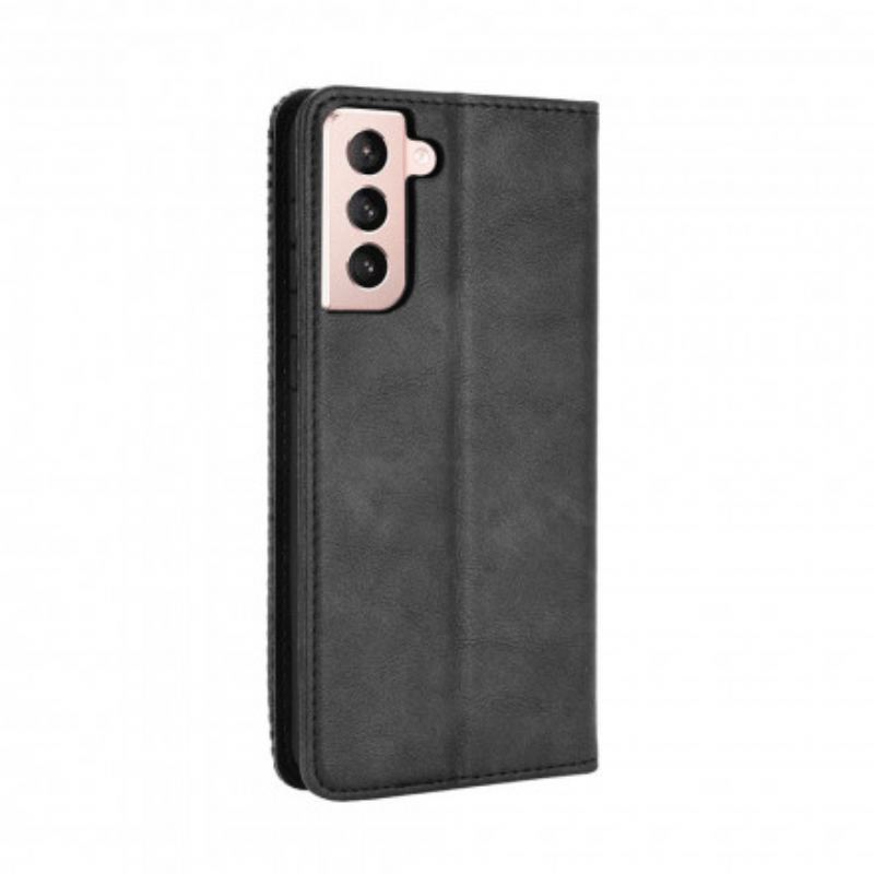 Flip Cover Samsung Galaxy S21 Plus 5G Effet Cuir Vintage Stylisé