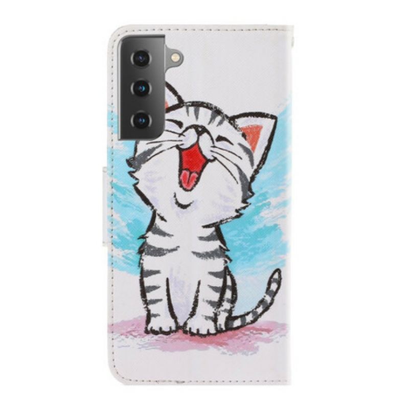 Housse Samsung Galaxy S21 Plus 5G Chaton Couleur à Lanière