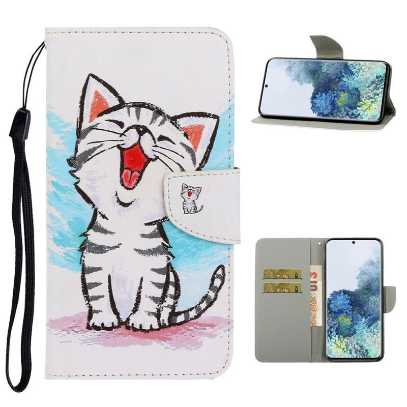 Housse Samsung Galaxy S21 Plus 5G Chaton Couleur à Lanière