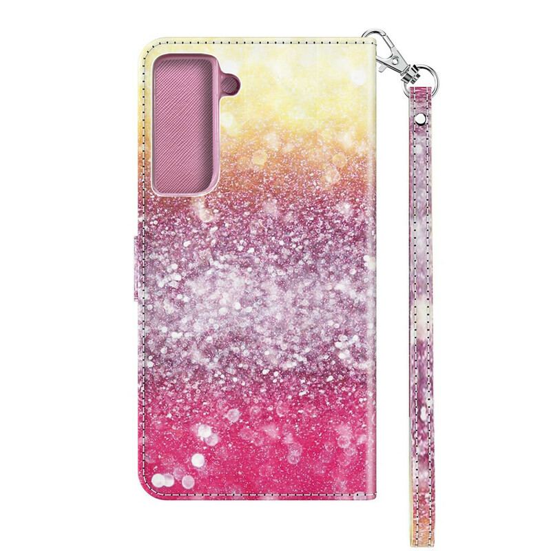 Housse Samsung Galaxy S21 Plus 5G Dégradé Paillettes Magenta