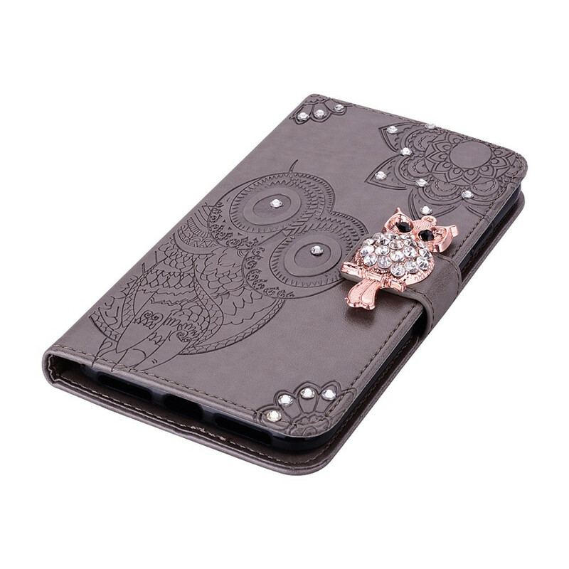 Housse Samsung Galaxy S21 Plus 5G Hibou Mandala et Breloque