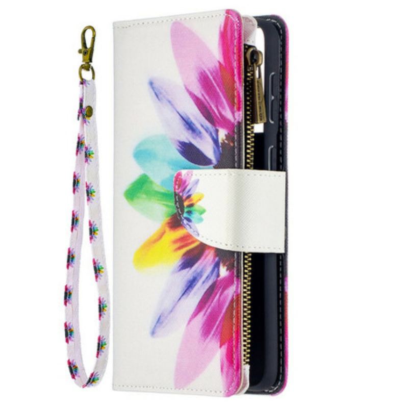 Housse Samsung Galaxy S21 Plus 5G Poche Zippée Fleur Aquarelle