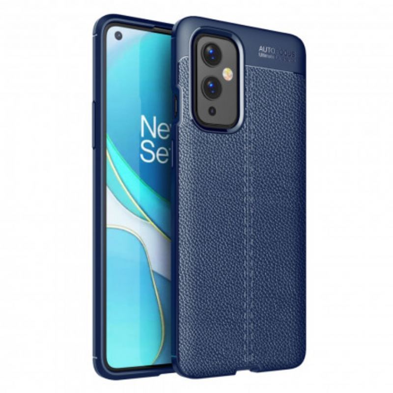 Coque OnePlus 9 Effet Cuir Litchi Double Line