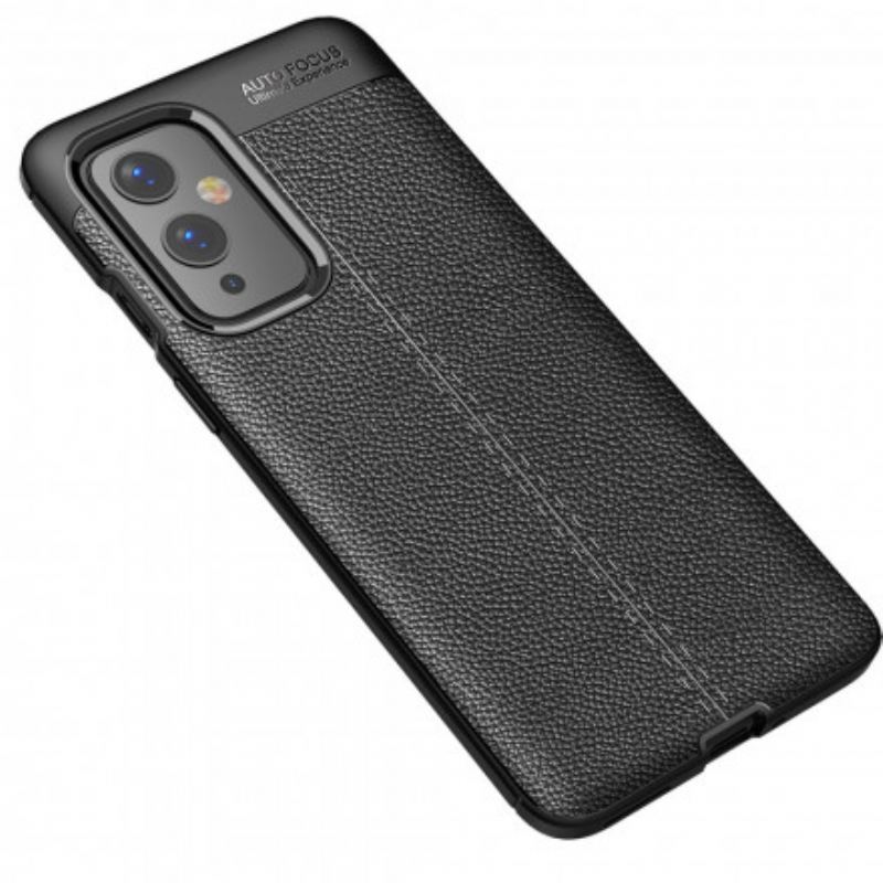 Coque OnePlus 9 Effet Cuir Litchi Double Line