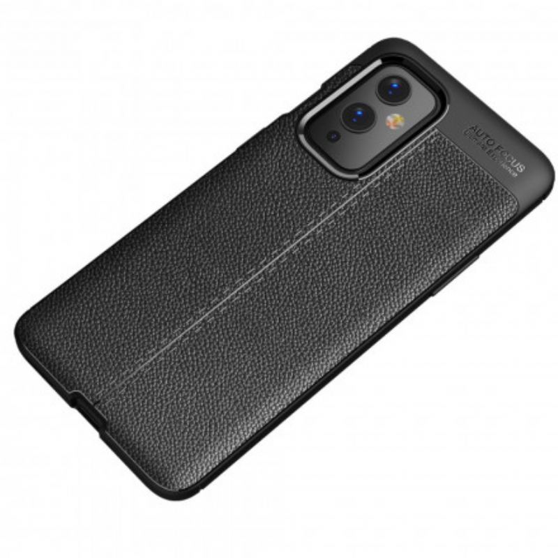 Coque OnePlus 9 Effet Cuir Litchi Double Line