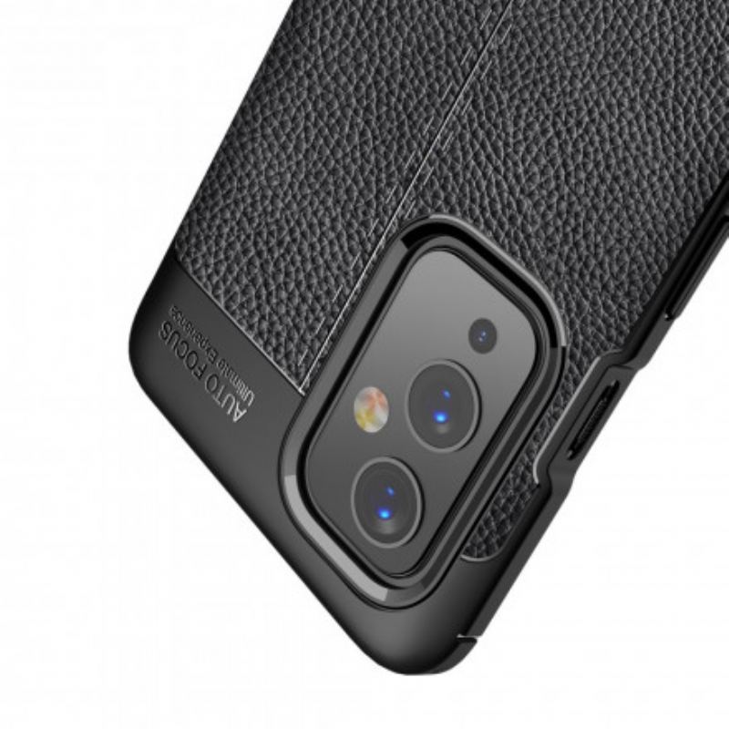 Coque OnePlus 9 Effet Cuir Litchi Double Line