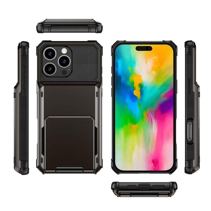 Coque iPhone 16 Pro Effet Métal Porte-Cartes