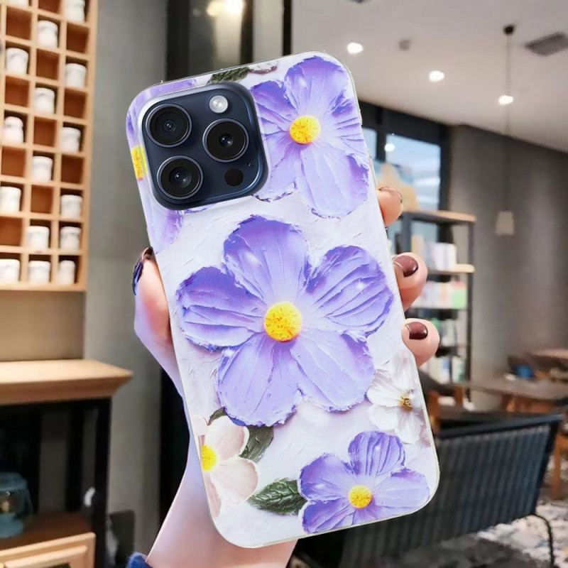 Coque iPhone 16 Pro Fleurs Violettes