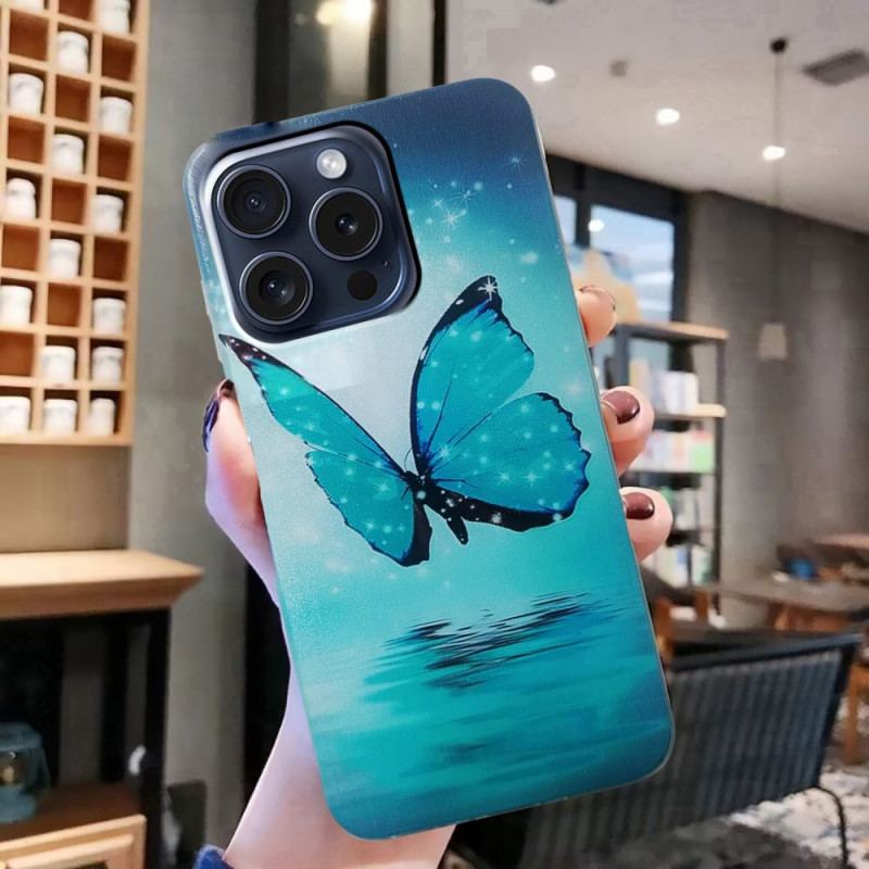 Coque iPhone 16 Pro Papillon Bleu