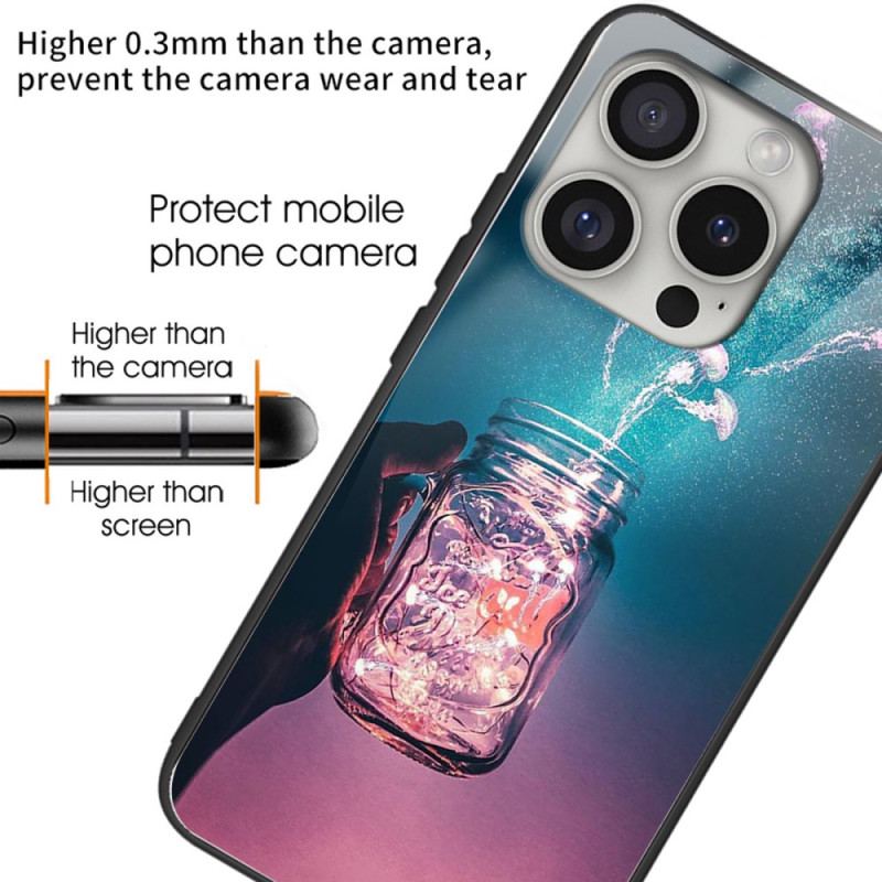 Coque iPhone 16 Pro Verre Trempé Méduse dans une Bouteille