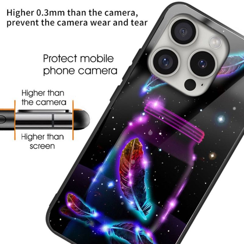 Coque iPhone 16 Pro Verre Trempé Plume Fluorescente