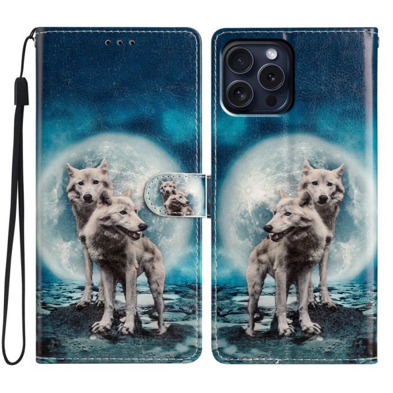 Housse iPhone 16 Pro Deux Loups à Lanière