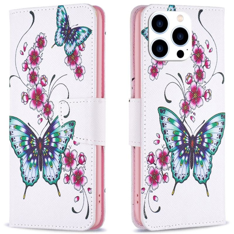 Housse iPhone 16 Pro Papillons Verts