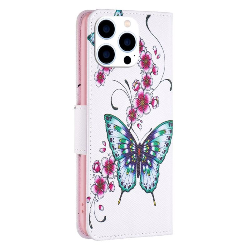 Housse iPhone 16 Pro Papillons Verts