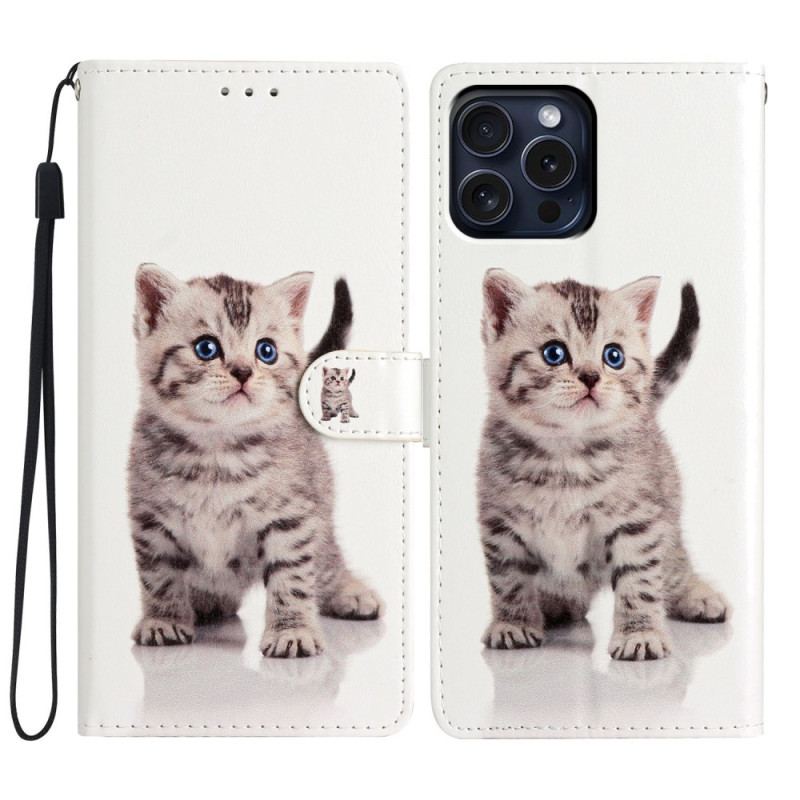 Housse iPhone 16 Pro Petit Chat à Lanière