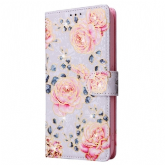 Housse iPhone 16 Pro Portefeuille Bloqueur RFID Floral