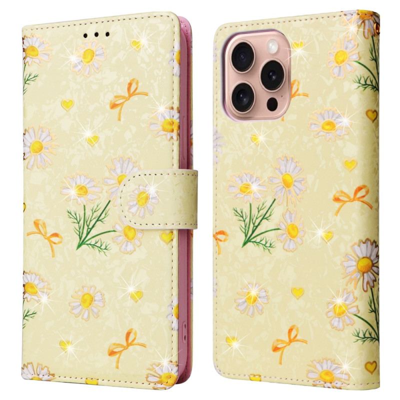 Housse iPhone 16 Pro Portefeuille Bloqueur RFID Floral