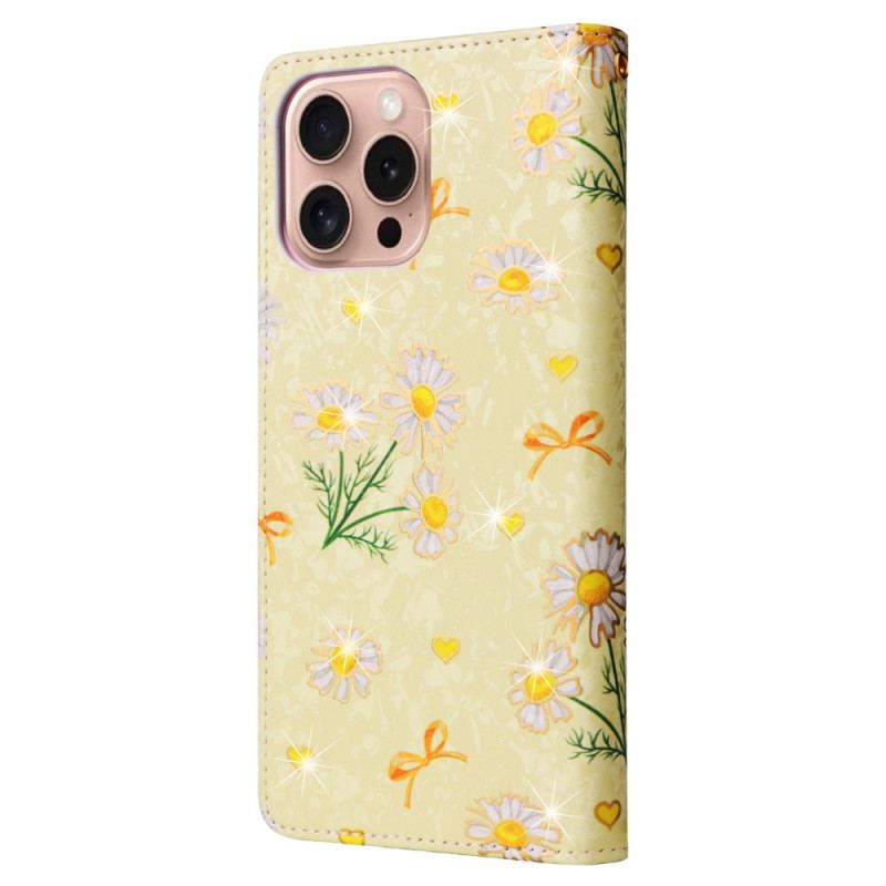 Housse iPhone 16 Pro Portefeuille Bloqueur RFID Floral