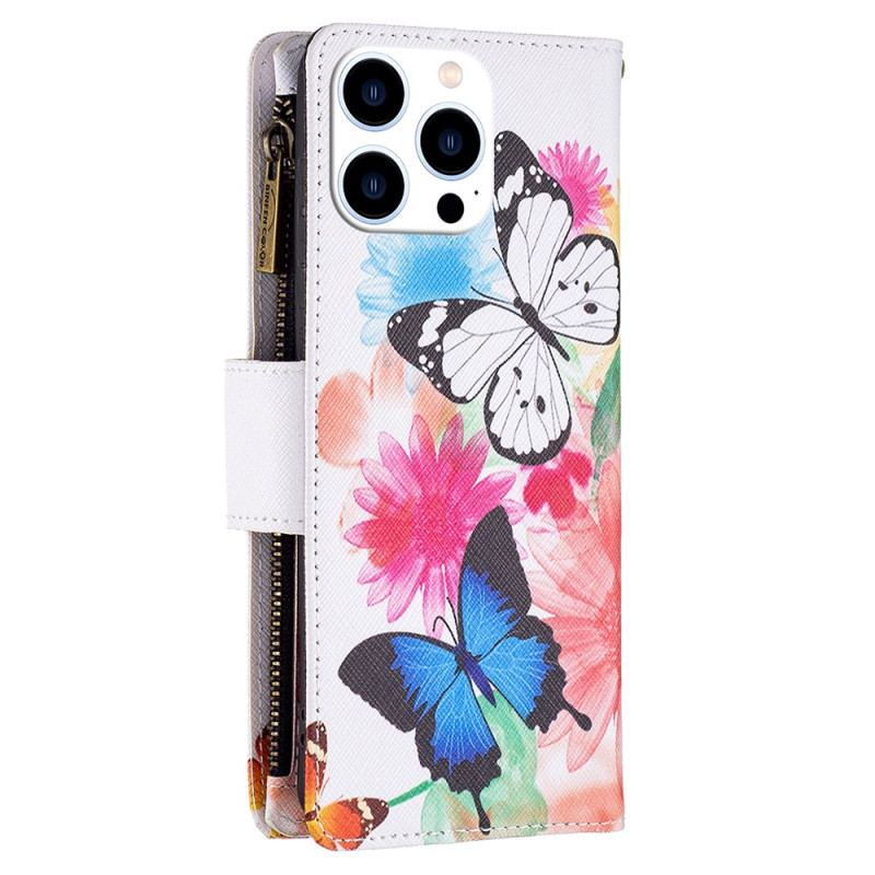 Housse iPhone 16 Pro Portefeuille Deux Papillons