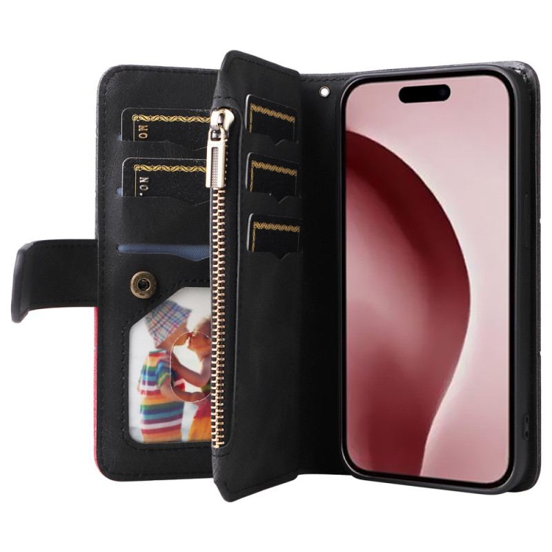 Housse iPhone 16 Pro Portefeuille Motif Géométrique